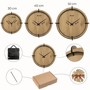 Tiché dřevěné hodiny s motivem lučních trav pro váš domov | SENTOP HDF0586-GOLD-OAK