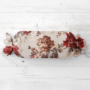 Biante Polštář válec bonbon Sandra SA-399 Červené pivoňky na pískovém 15x40 cm