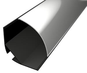 LED Solution Hliníkový profil pro LED pásky rohový R1 černý Vyberte variantu a délku: Profil + Kulatý černý difuzor 1m