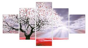 Červený obraz stromu (125x70 cm)