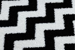 Dywany Lusczow Kulatý koberec SKETCH JAMES kruh černý / bílý - cikcak