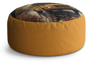 Sablio Taburet Circle Žlutý školní autobus: 38x48 cm