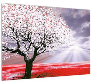 Červený obraz stromu (70x50 cm)