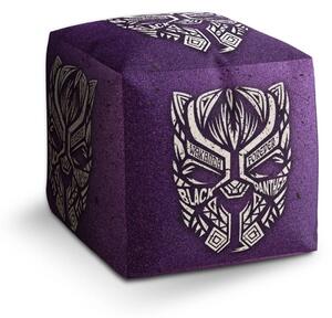 Sablio Taburet Cube BLACK PANTHER wakanda forever Bílý - 40x40x40 cm