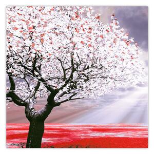 Červený obraz stromu (30x30 cm)