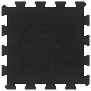 Gumové podlahové dlaždice 16 ks černé 16 mm 30 x 30 cm