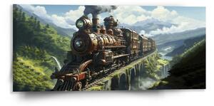 Sablio Obraz Parní lokomotiva na viaduktu - 110x50 cm