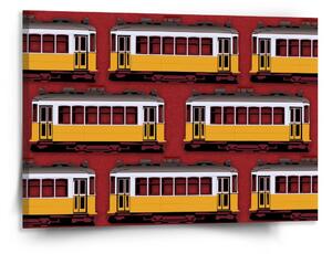 Sablio Obraz Lisabonské historické tramvaje Červený Pattern - 150x110 cm