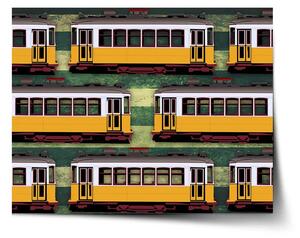 Sablio Plakát Lisabonské historické tramvaje Zelený Pattern - 60x40 cm
