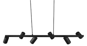 Trio Leuchten 302400632 MARLEY black -Závěsný bodový lustr nad stůl v černé barvě, 6 x GU10, 115cm (Šestibodový lustr nad jídelní stůl s naklápěcími hlavami)
