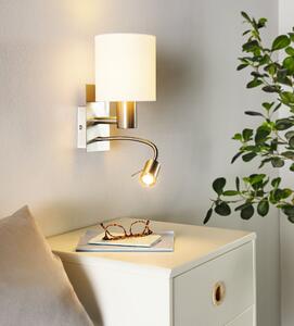 Eglo 96477 PASTERI white - Nástěnná lampička se čtecí bodovkou + Dárek LED žárovka (Bílá lampa na zeď s LED bodovkou na čtení na husím krku, dva vypínače)