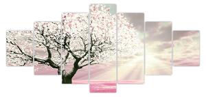Růžový obraz stromu (210x100 cm)