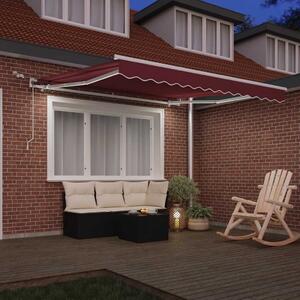 Automatická zatahovací markýza s LED burgundská 300 x 250 cm