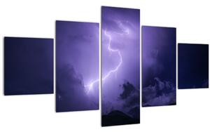 Obraz - fialová obloha a blesk (125x70 cm)