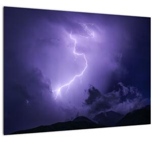Obraz - fialová obloha a blesk (70x50 cm)