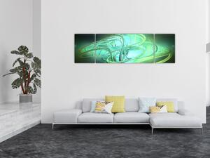Obraz zelené abstrakce (170x50 cm)