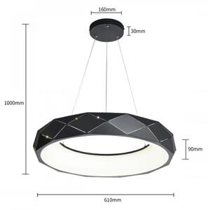 LED Lustr na lanku REUS LED/36W/230V 4000K pr. 61 cm černá