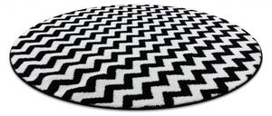 Dywany Lusczow Kulatý koberec SKETCH JAMES kruh černý / bílý - cikcak
