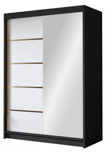 Šatní skříň se zrcadlem Virento III 120, Barva: bílá / černá Mirjan24 5903211331565