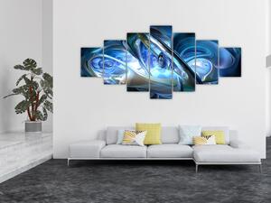 Obraz modrých fraktálů (210x100 cm)