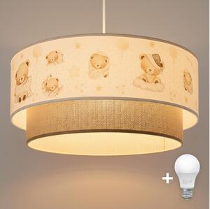 Brilagi- LED Dětský lustr na lanku BOBO 1xE27/60W/230V pr. 40 cm bílá/béž./medv