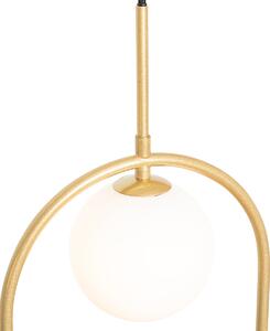 Art deco závěsná lampa zlatá s bílým sklem 3 světla - Isabella