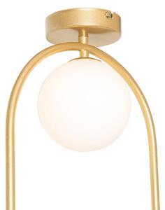 Stropní svítidlo ve stylu Art Deco zlaté s bílým sklem - Isabella