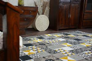 Dywany Lusczow Kusový koberec LISBOA 27218/255 čtverce žlutý portugal