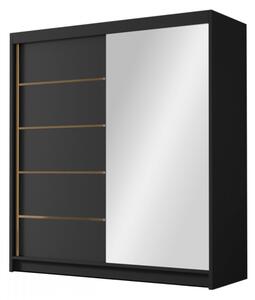 Šatní skříň se zrcadlem Bretoka III 180, Barva: černá / bílá Mirjan24 5903211331770