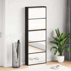 Botník se zrcadlem 5patrový černý 63 x 17 x 169,5 cm 3228280