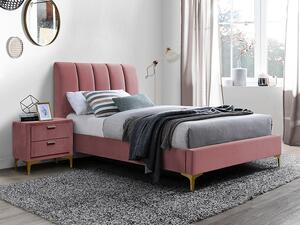 Čalouněná postel MIRAGE VELVET 90 x 200 cm barva růžová/ zlatá