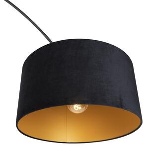 Oblouková lampa černá velurová odstín černá se zlatem 50 cm - XXL