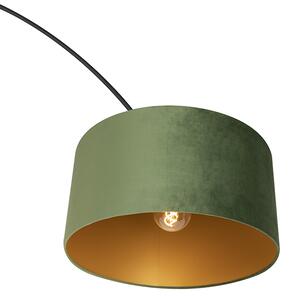 Oblouková lampa černé sametové stínidlo zelená se zlatou 50 cm - XXL