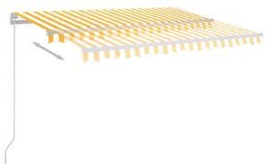 Ručně zatahovací markýza s LED světlem 300 x 250 cm žlutobílá