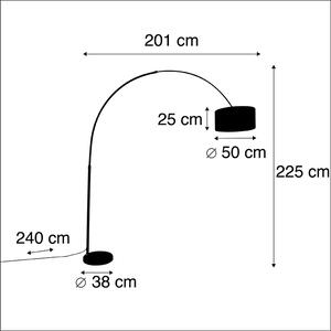 Oblouková lampa černý sametový odstín květinový design 50 cm - XXL