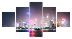 Obraz nočního Šanghaje (125x70 cm)