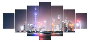 Obraz nočního Šanghaje (210x100 cm)