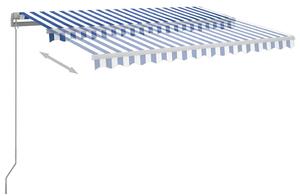 Ručně zatahovací markýza s LED světlem 300 x 250 cm modrobílá