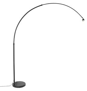 Moderní oblouková lampa černá s mramorovou základnou - XXL