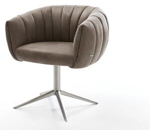DELIFE Jídelní židle Jada-Flex mikrovlákno taupe vintage křížová podnož nerezová ocel 360° otočný houpací funkce taštičkové pružiny