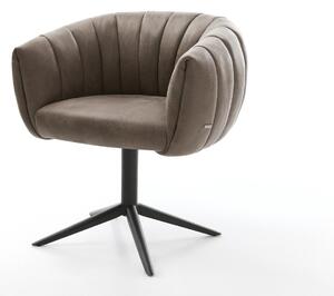 DELIFE Jídelní židle Jada-Flex mikrovlákno taupe vintage černá křížová podnož otočný o 360° houpací funkce taštičkové pružiny