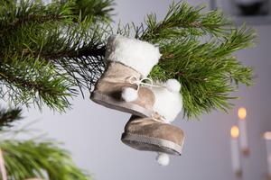 Altom Sada vánočních ozdob, sametové botičky, 10x8 cm Barva: Béžová