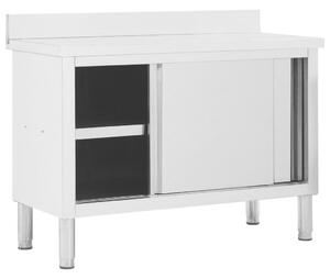 Pracovní stůl s posuvnými dvířky 120x50x(95–97) cm nerez ocel