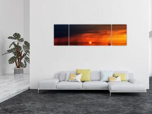 Obraz západu slunce s plachetnicí (170x50 cm)