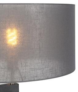 Stojací lampa stativ černé dřevo se šedým odstínem 50 cm - Puros