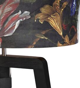 Stojací lampa stativ černá s odstínem květinový design 50 cm - Puros