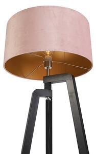 Stojací lampa stativ černá s růžovým odstínem a zlatem 50 cm - Puros