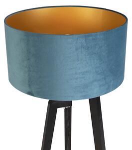 Stojací lampa stativ černá s modrým odstínem a zlatem 50 cm - Puros