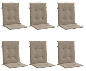 Podušky na židli nízké opěradlo 6 ks taupe 100x50x3 cm oxford