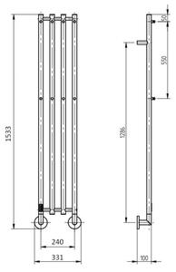 P.M.H. MO1B-RK - Elektrický sušák na ručníky MONA 93W/230V 153,3 cm IP44 černá
